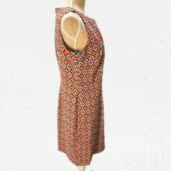 Alyx Sheath Dress Navy Orange Bright Geometric Sleeveless - Picture 3 of 10